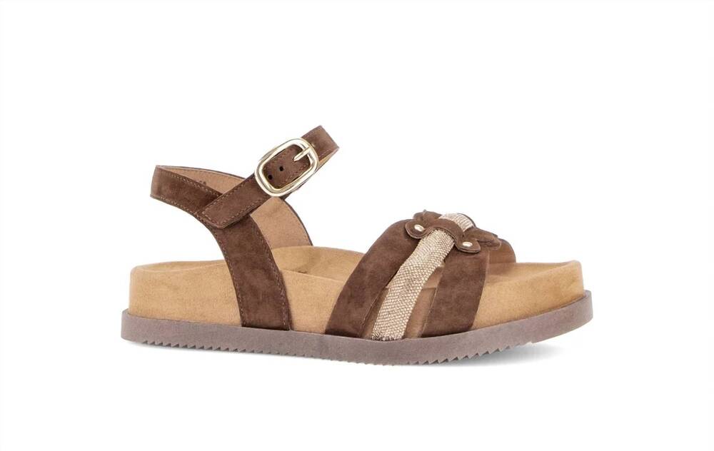 NEW GABOR women's ankle strap sandal in brown multi